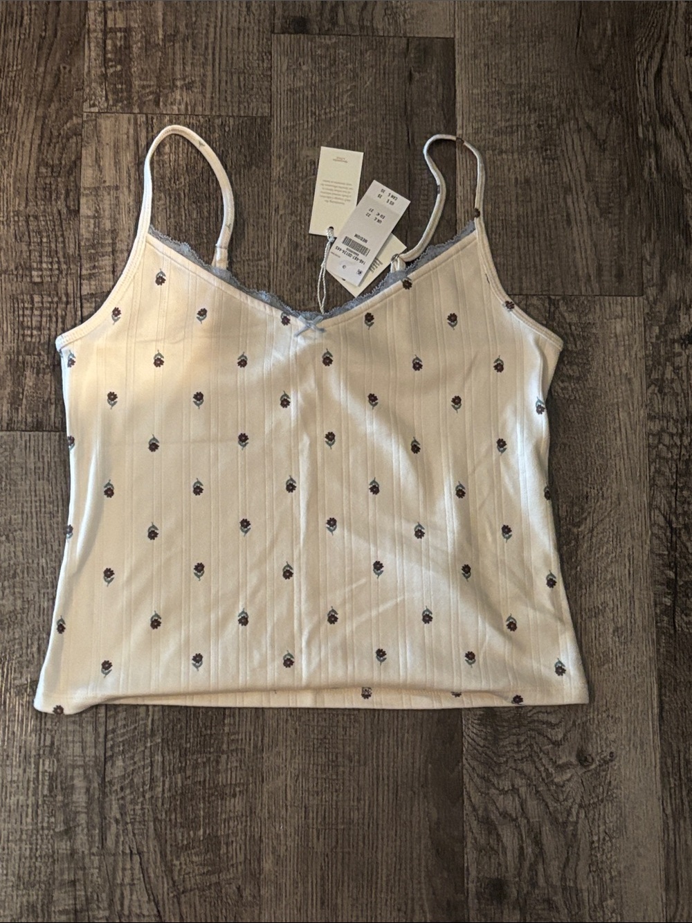 Abercrombie & Fitch Pajama Tank - Cream with Flowers - Size Medium